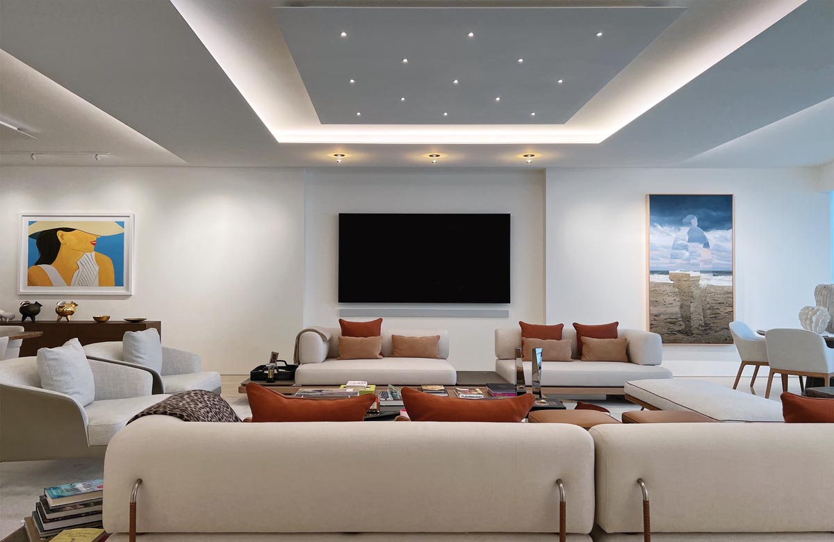 Light as a building material” as exemplified in this living room is a feature Glottman wishes more designers would embrace in their work. Photo courtesy of Oscar Glottman