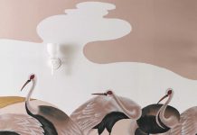 Birds of a Feather for the Home Statuesque cranes (a symbol of good fortune and eternal youth) take over the Flock wallcovering by Fromental for a truly dramatic landscape